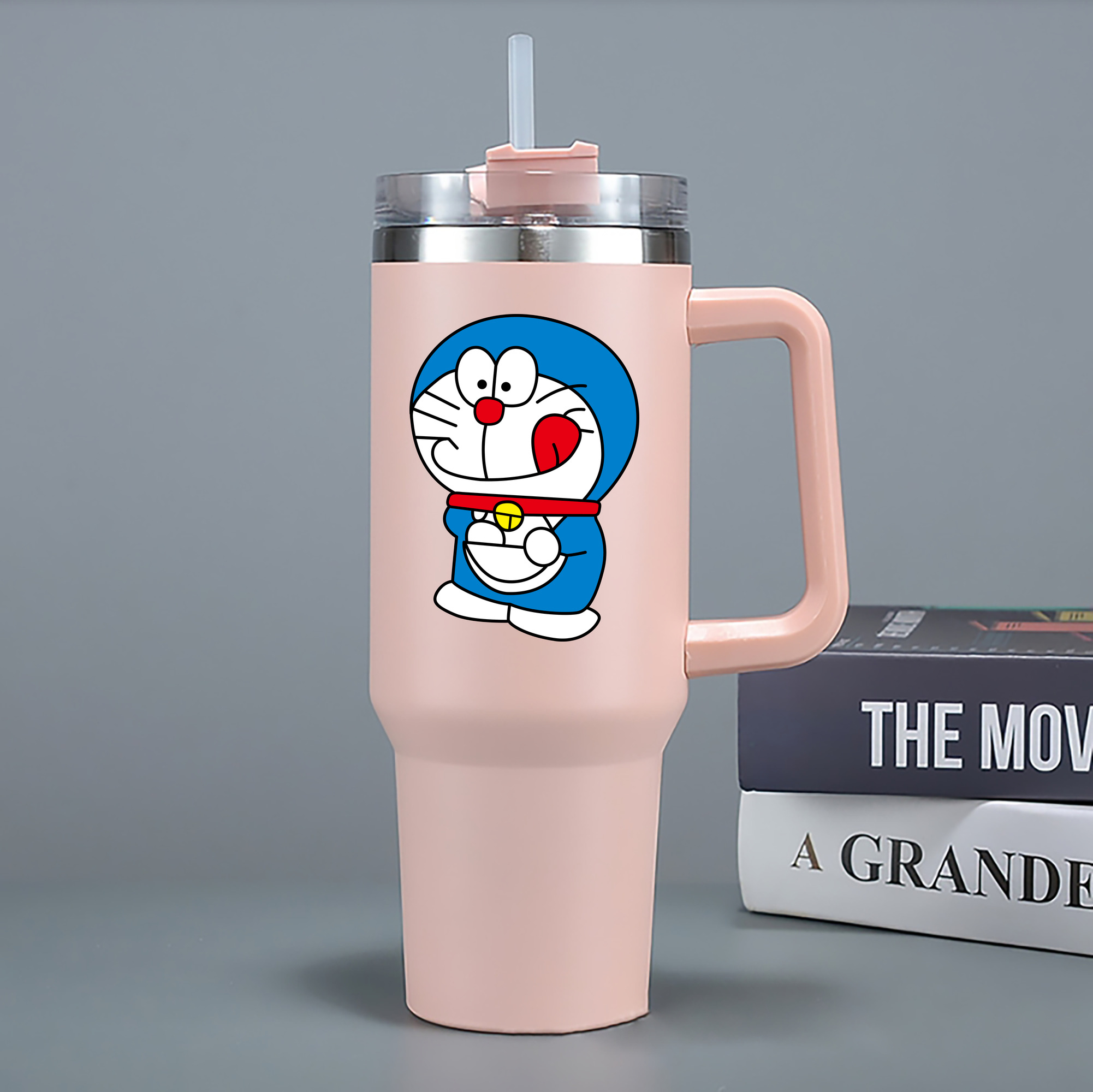 （画像用） ドラえもん Doraemon 1200mL車用タンブラー - クリスタルステッカー（プラスチックストロー付き）